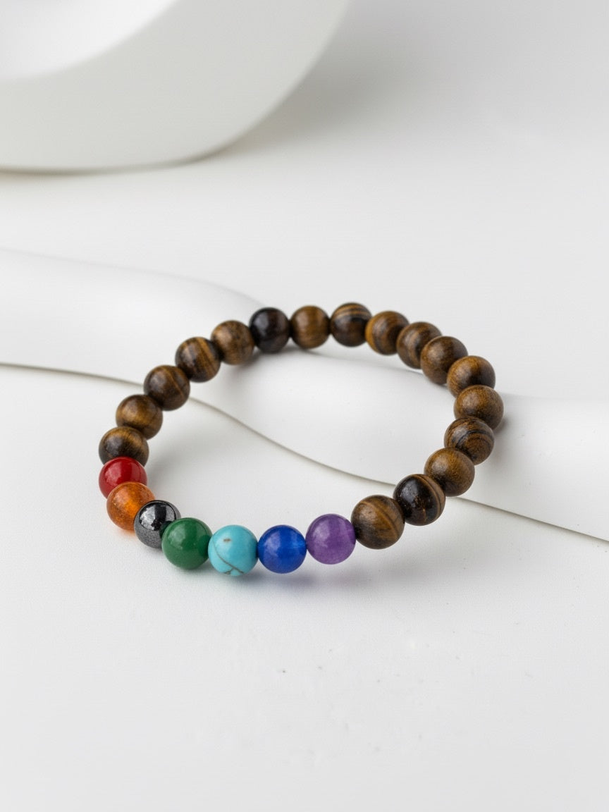 7 Chakra Stones with Tiger's Eye Natural Stone Bracelet