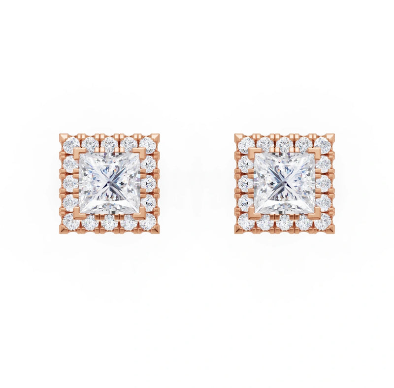 Princess Halo Stud Earrings - Rose Gold (ER4497EA-R1.webp)