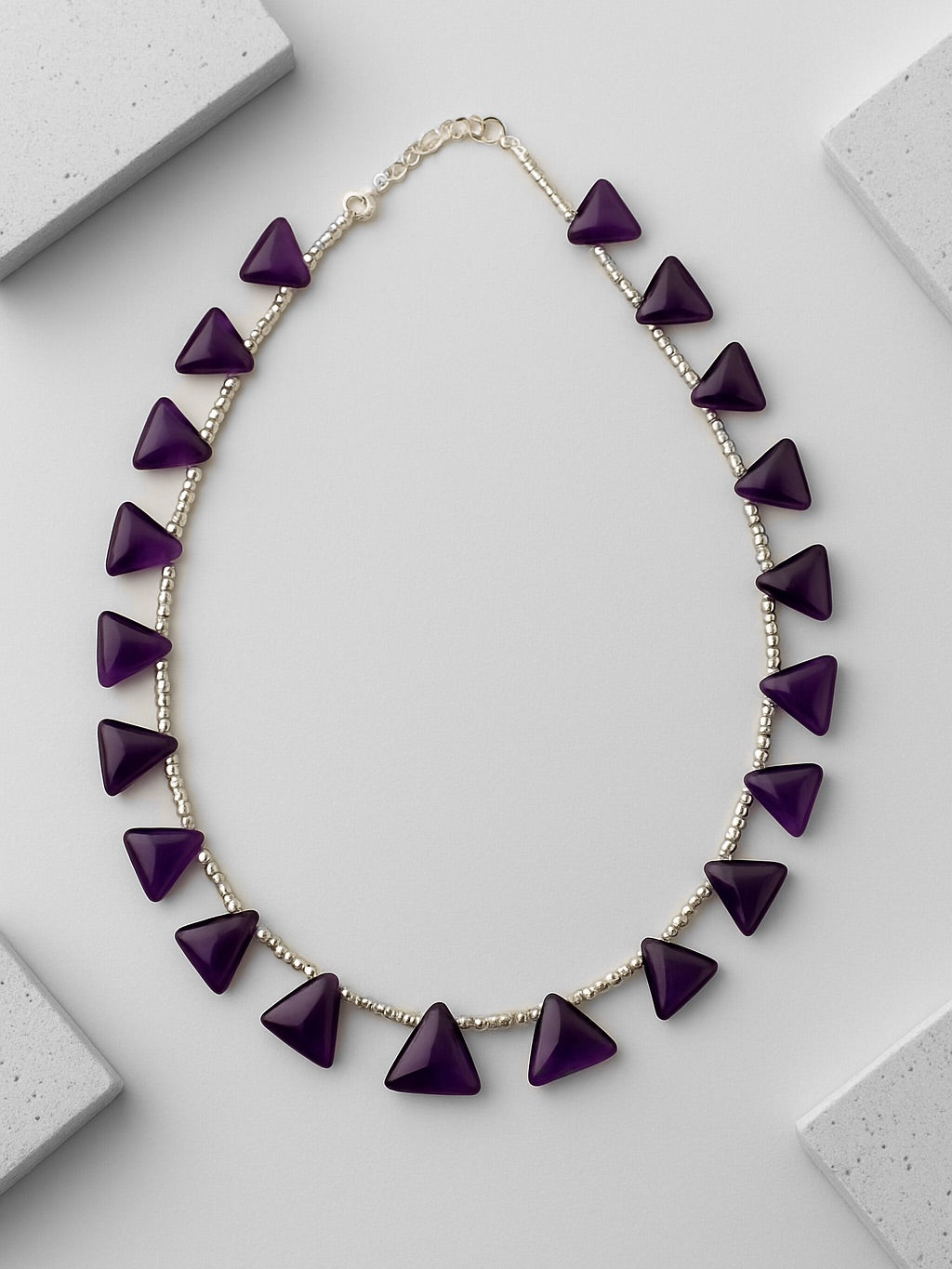 Geometric Amethyst Triangle Necklace