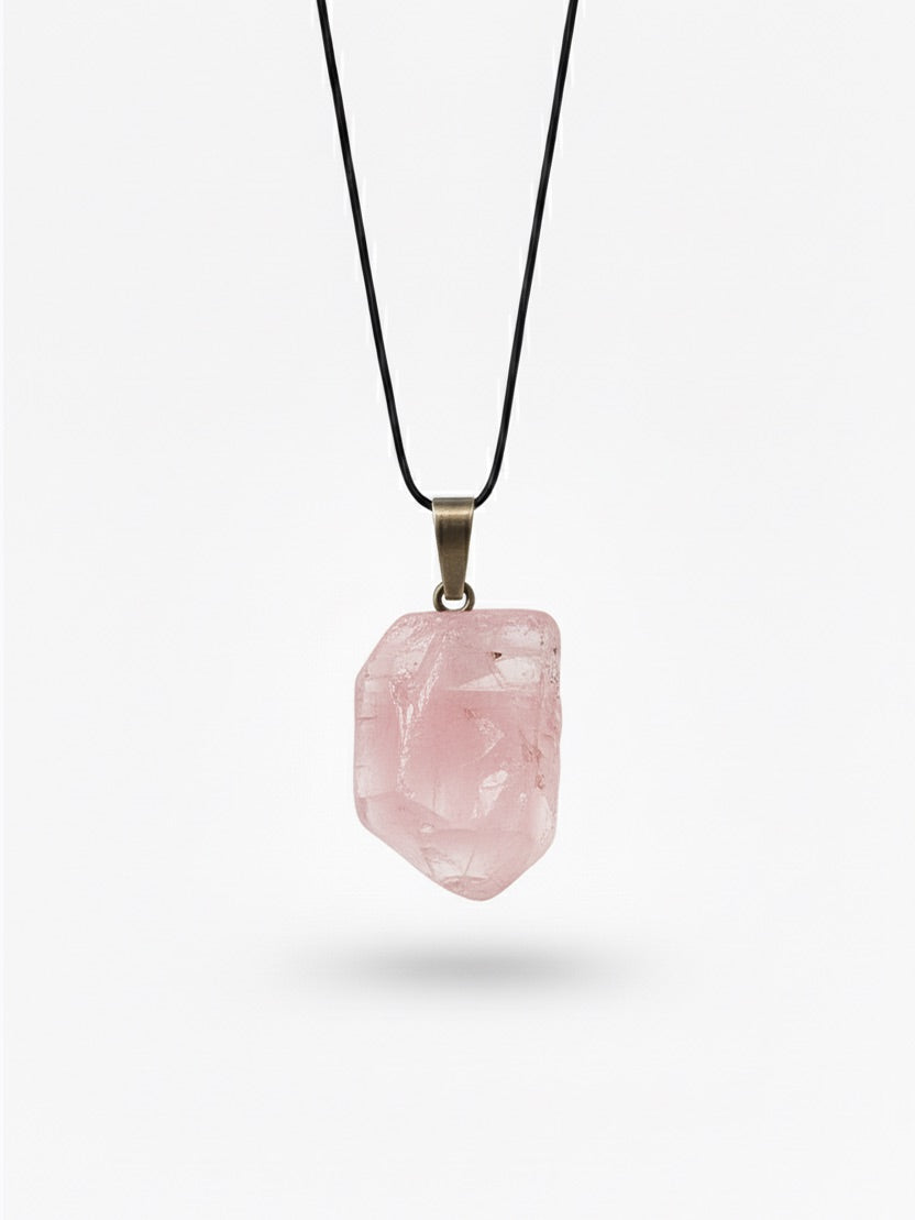 Uncut Rose Quartz Pendant