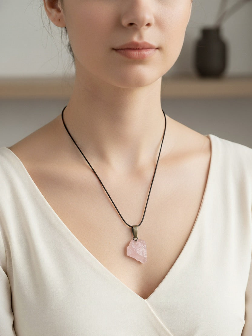Uncut Rose Quartz Pendant