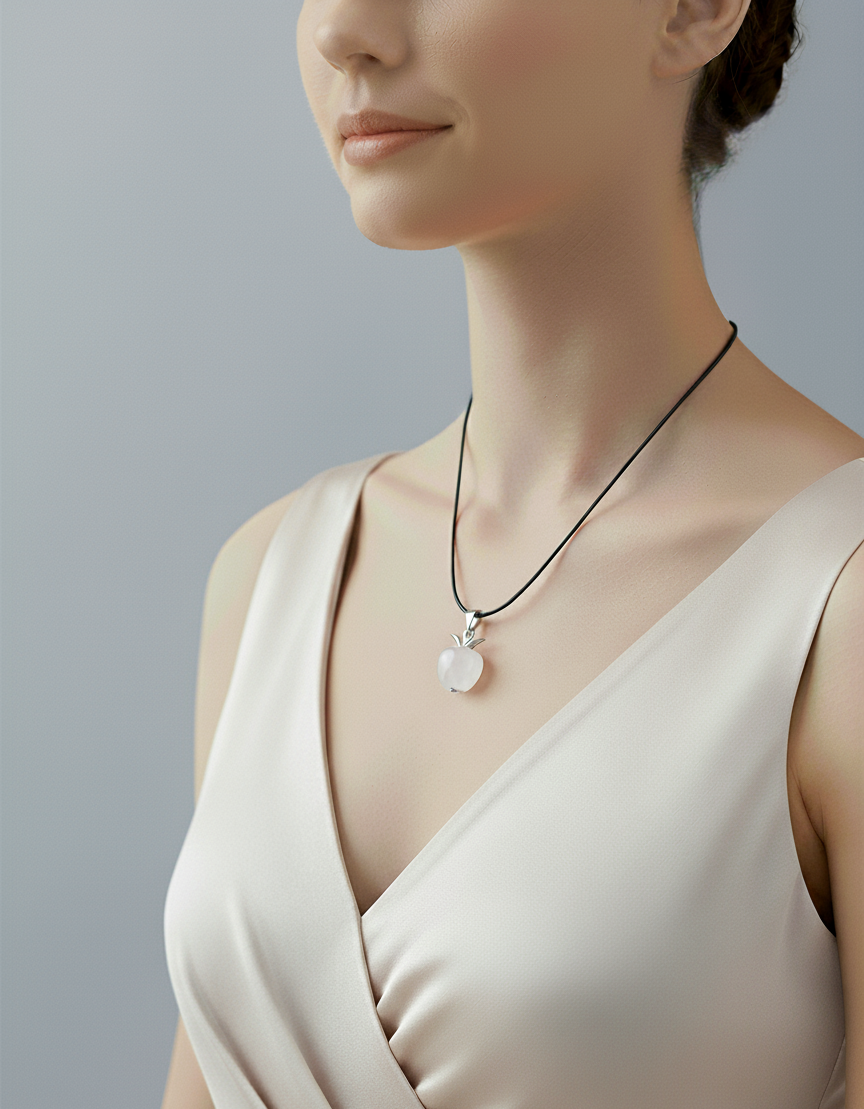 White Quartz Apple Pendant