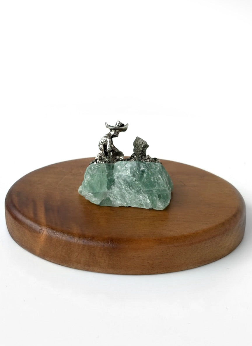 Green Aventurine Pyrite Miner Figurine – Natural Stone Gift & Desk Decor