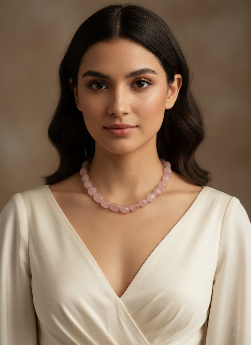 Rose Quarts Natural Stone Necklace