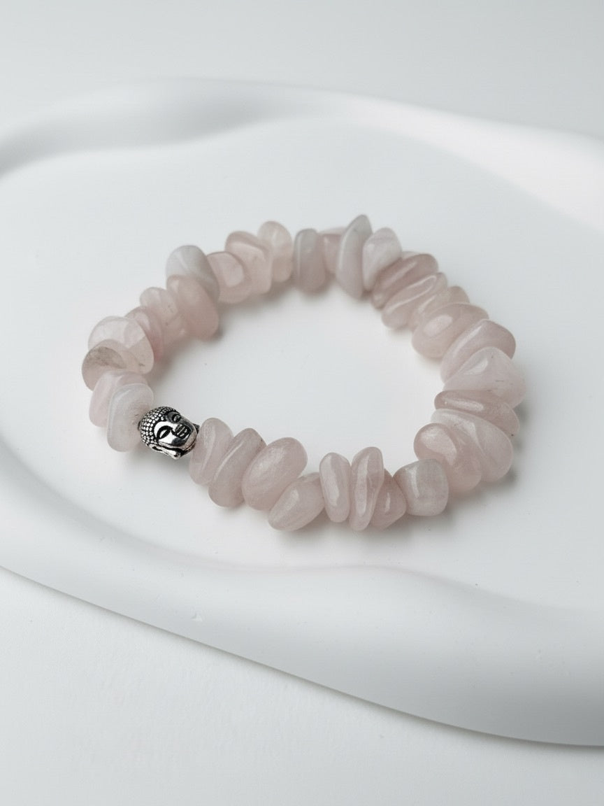 Rose Quarts Uncut Natural Stone Bracelet