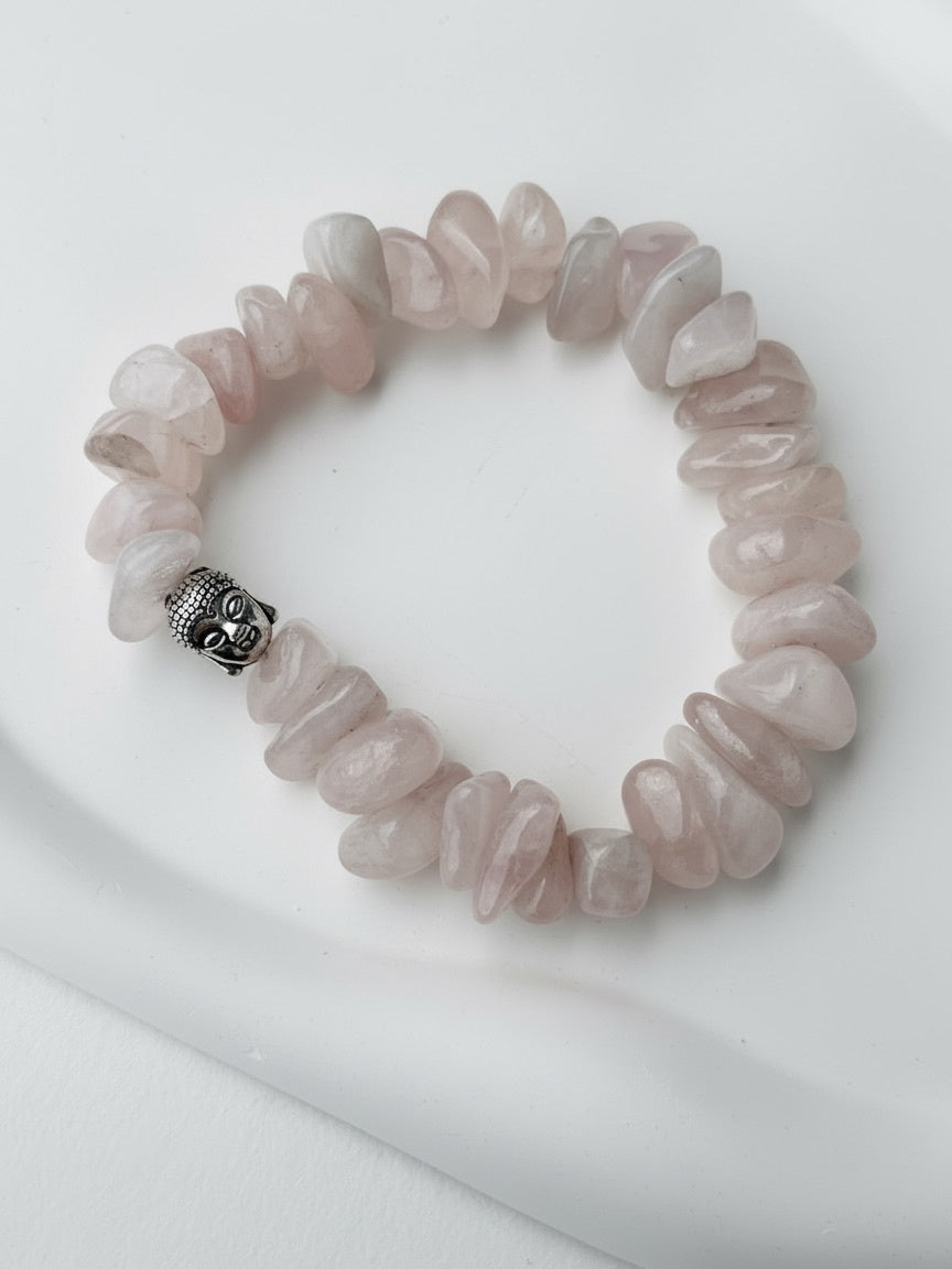 Rose Quarts Uncut Natural Stone Bracelet