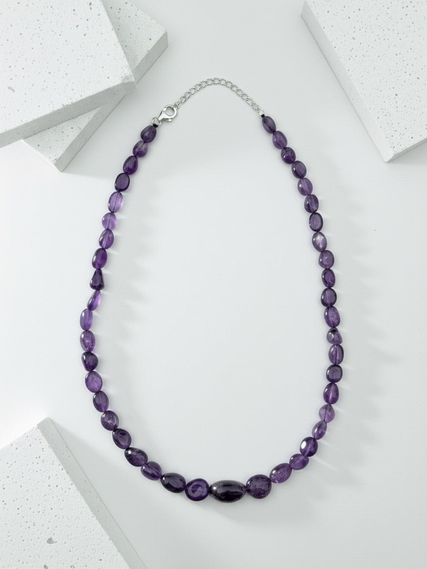 Uncut Amethyst Natural Stone Necklace