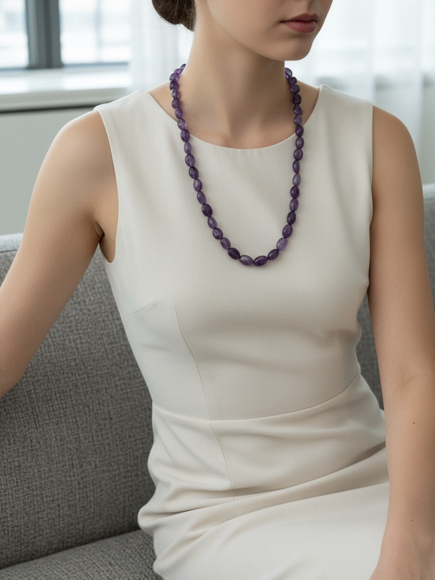Uncut Amethyst Natural Stone Necklace