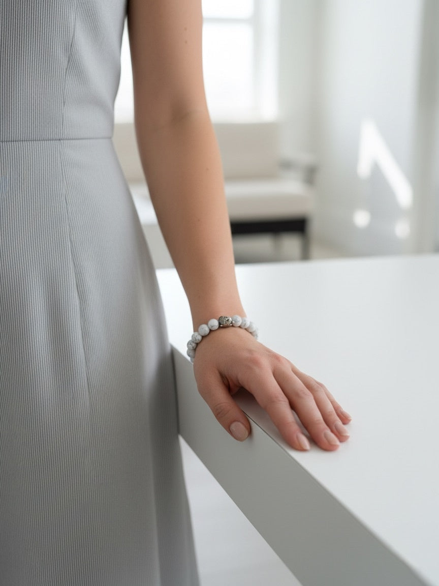 White Howlite Natural Stone Bracelet